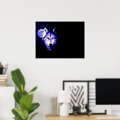 Poster Wolf Fullmoon Blue Black (Bureau à domicile)