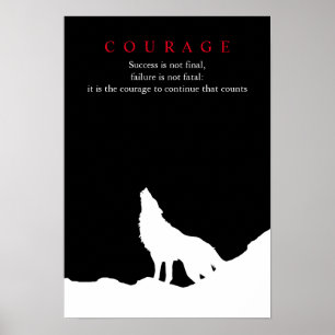 Poster Wolf Fullmoon Night Motivational Courage