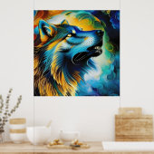 Poster Wolf Howl coloré (Cuisine)