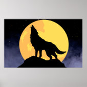 Poster Wolf Howling à la Lune (Devant)