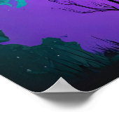 Poster Wolf Howling à la lune Galaxy Stars Animal (Coin)