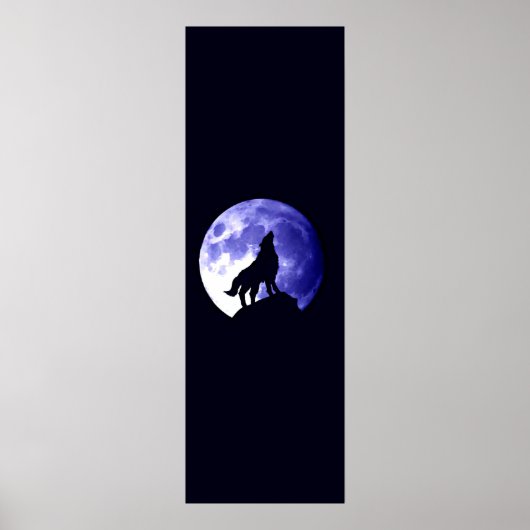 Poster Wolf Howling à l'affiche panoramique de la lune -  (Devant)