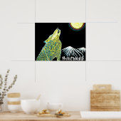 Poster Wolf Howling at the Moon Protège la faune (Cuisine)