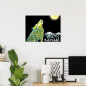 Poster Wolf Howling at the Moon Protège la faune (Bureau à domicile)