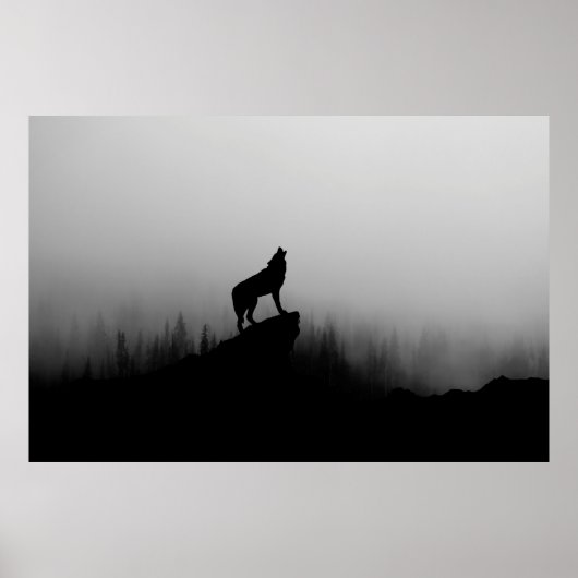 Poster Wolf hurle sur la lune (Devant)