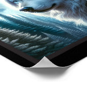 Poster Wolf Icy Moon Galaxy Chasse Gris Gris Loups Pour (Coin)