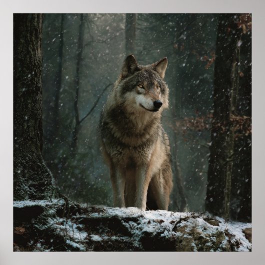 Poster Wolf in Winter (Devant)