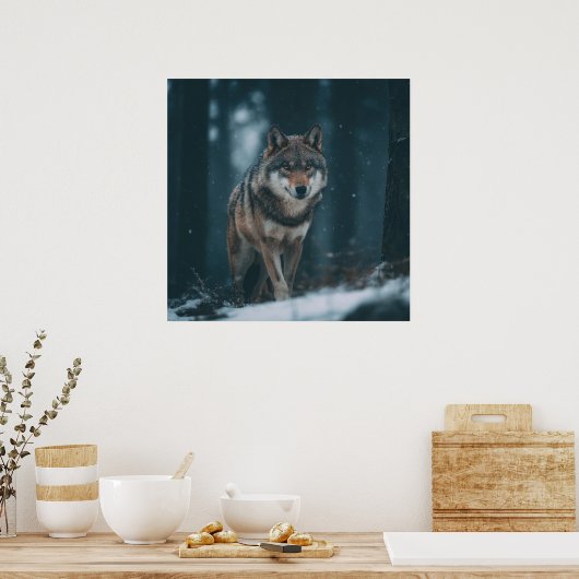 Poster Wolf in Winter (Cuisine)