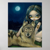 Poster Wolf Moon gothique imaginaire Art Imprimer (Devant)