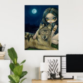 Poster Wolf Moon gothique imaginaire Art Imprimer (Bureau à domicile)