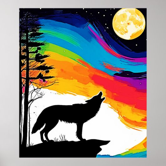 Poster Wolf Moon Howl Art (Devant)