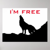 Poster Wolf Motivation Freedom Noir & blanc (Devant)
