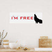 Poster Wolf Motivation Freedom Noir & blanc (Cuisine)