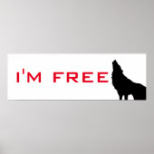 Poster Wolf Motivation Freedom Noir & blanc (Devant)