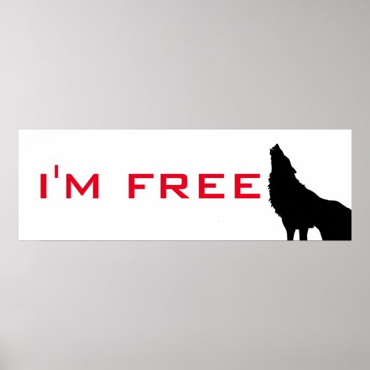 Poster Wolf Motivation Freedom Noir & blanc (Devant)