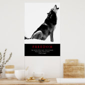 Poster Wolf Motivationnel Esprit Libre (Cuisine)