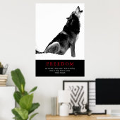 Poster Wolf Motivationnel Esprit Libre (Bureau à domicile)