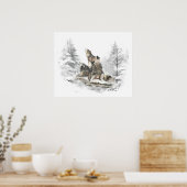 Poster Wolf Pack Howling Chanson d'hiver Chorus Animal Ar (Cuisine)