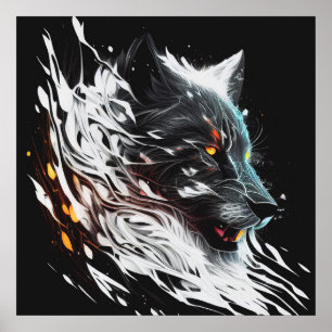Poster Wolf Portrait Animal Peinture Faune Aventure