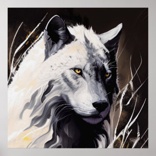 Poster Wolf Portrait Animal Peinture Faune Aventure