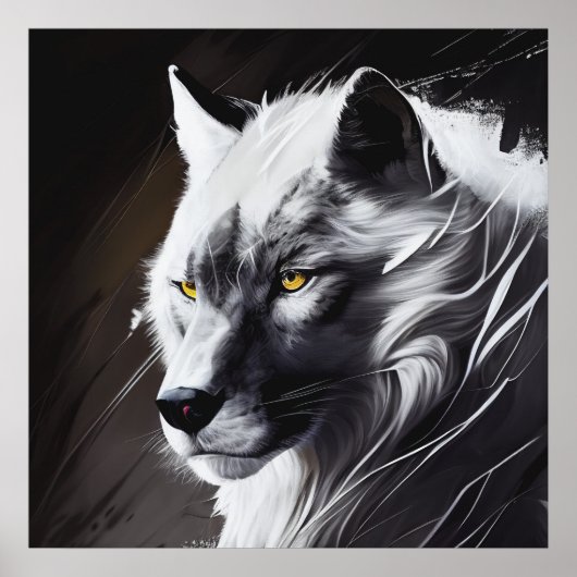 Poster Wolf Portrait Animal Peinture Faune Aventure (Devant)