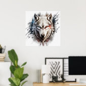 Poster Wolf Portrait Animal Peinture Faune En Plein Air (Bureau à domicile)