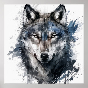 Poster Wolf Portrait Animal Peinture Faune En Plein Air