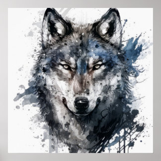 Poster Wolf Portrait Animal Peinture Faune En Plein Air