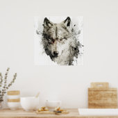 Poster Wolf Portrait Animal Peinture Forêt faunique (Cuisine)