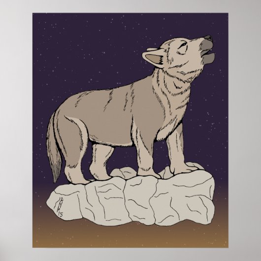 Poster Wolf Pup Howling (Devant)