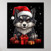 Poster Wolf Santa Claus Casquette Noël Neige Noël Noël No (Devant)