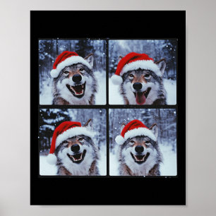 Poster Wolf Santa Hat Animal Photographie Loup de Noël