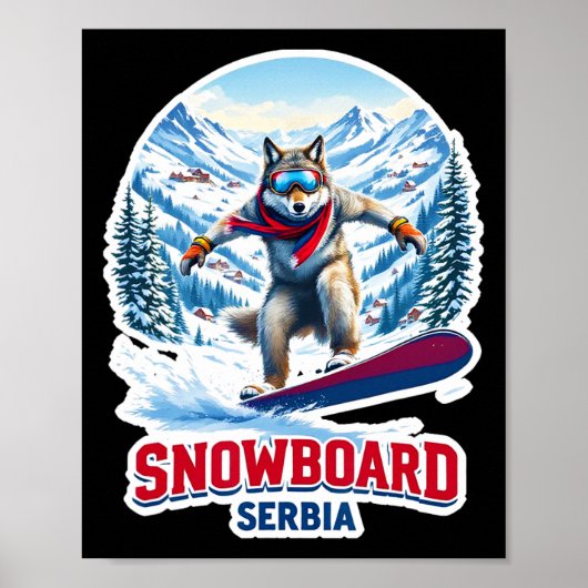 Poster Wolf sauvage de Serbie Snowboard Aventure (Devant)
