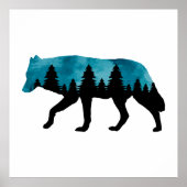 Poster Wolf Silhouette moderne (Devant)