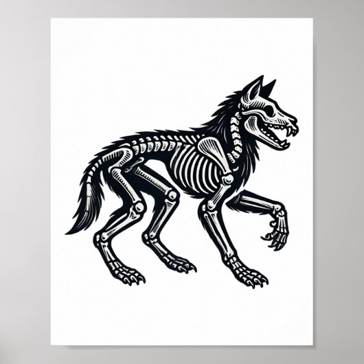 Poster Wolf Skeleton Halloween (Devant)