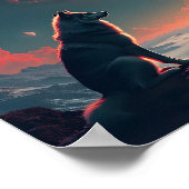 Poster Wolf sous lune de sang (Coin)