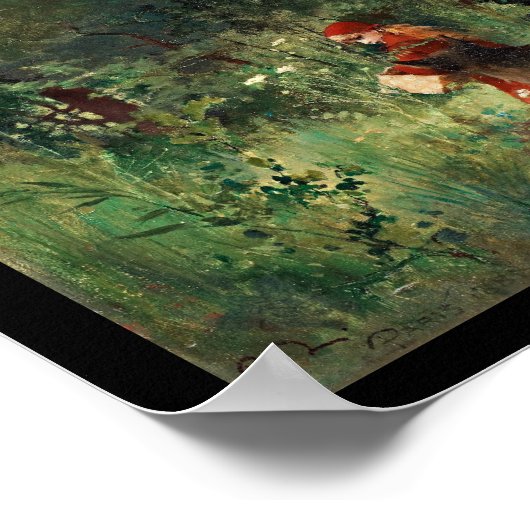 Poster Wolf sur le chemin avec rouge (Coin)