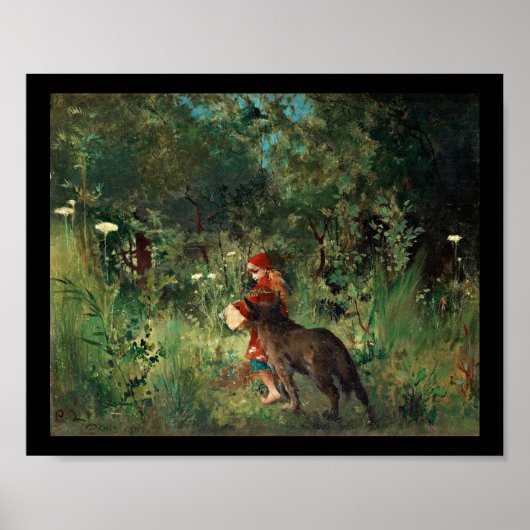 Poster Wolf sur le chemin avec rouge (Devant)
