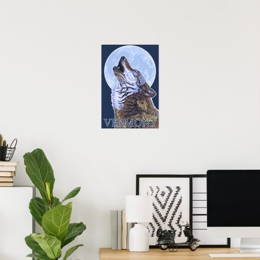 Poster Wolf VermontHowling (Bureau à domicile)