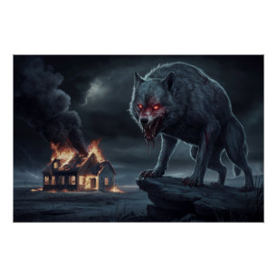 Poster Wolf Vuur 03 Perfect Poster