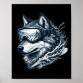 Poster Wolf Wearing Ski Snowboard Goggles Wolf Skiing (Devant)