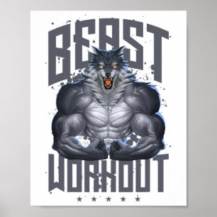 Poster Wolf Workout Beast Fitness Fitness Bodybuilding Mu