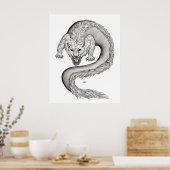 Poster Wolfdragon black and white design (Cuisine)