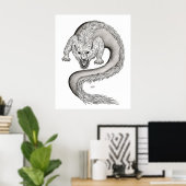 Poster Wolfdragon black and white design (Bureau à domicile)