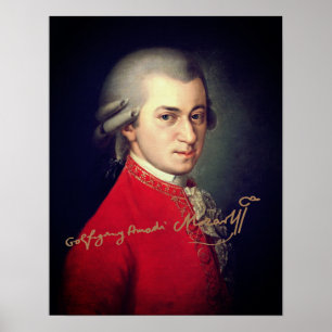 Poster Wolfgang Amadeus Mozart 1819 with signature