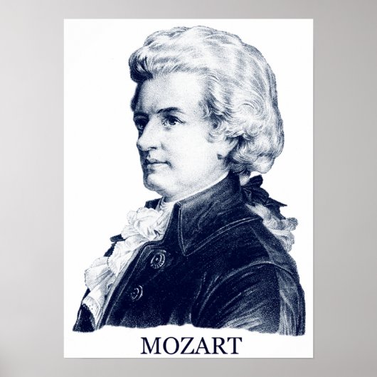 Poster Wolfgang Amadeus Mozart, bleu (Devant)