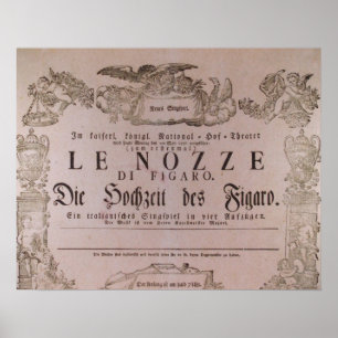 Poster Wolfgang Amadeus Mozart Opéra Le nozze di Figaro