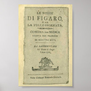 Poster Wolfgang Amadeus Mozart Opéra Le nozze di Figaro