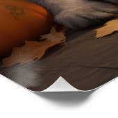 Poster Wolfhound Chiot Automne Citrouille de plaisir (Coin)