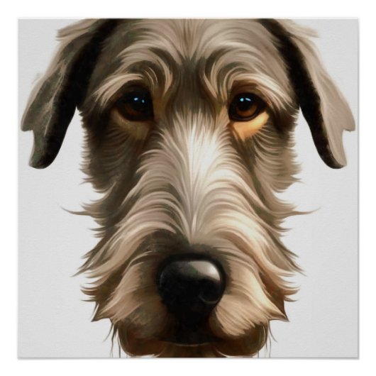 Poster Wolfhound Irlandais Peinture de portraits pour ani (Devant)